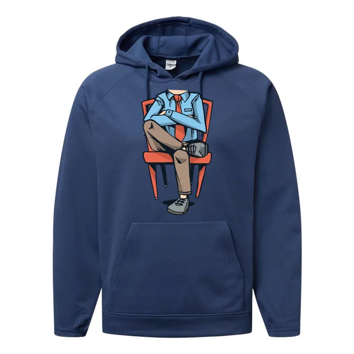 Funny Headless Man Performance Fleece Hoodie