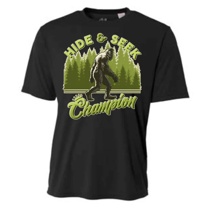 Funny Hide & Seek Champion Big Foot Sasquatch Monster Cooling Performance Crew T-Shirt