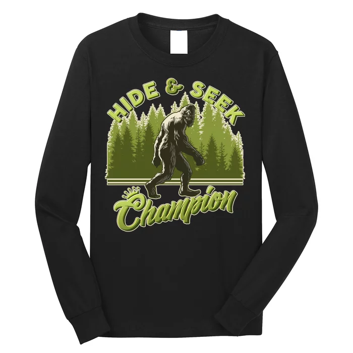 Funny Hide & Seek Champion Big Foot Sasquatch Monster Long Sleeve Shirt