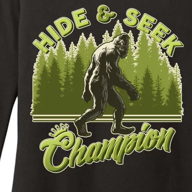 Funny Hide & Seek Champion Big Foot Sasquatch Monster Womens CVC Long Sleeve Shirt