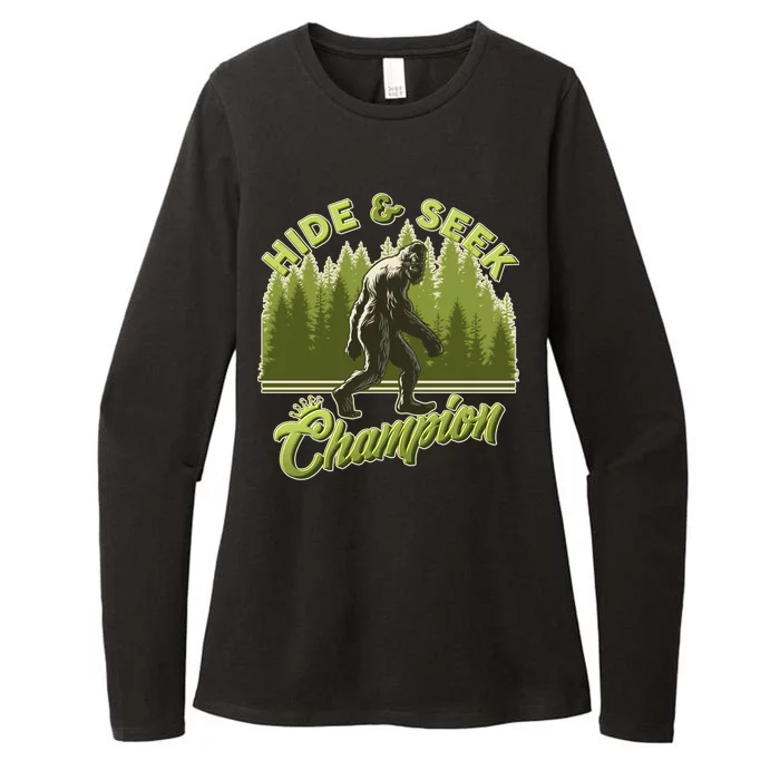 Funny Hide & Seek Champion Big Foot Sasquatch Monster Womens CVC Long Sleeve Shirt