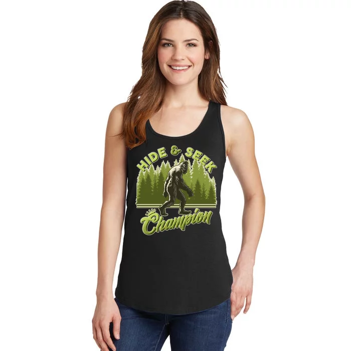 Funny Hide & Seek Champion Big Foot Sasquatch Monster Ladies Essential Tank