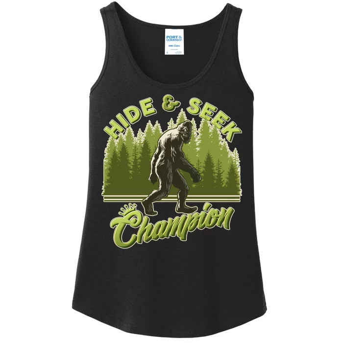 Funny Hide & Seek Champion Big Foot Sasquatch Monster Ladies Essential Tank