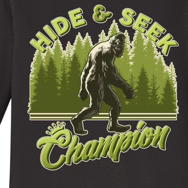 Funny Hide & Seek Champion Big Foot Sasquatch Monster Baby Long Sleeve Bodysuit