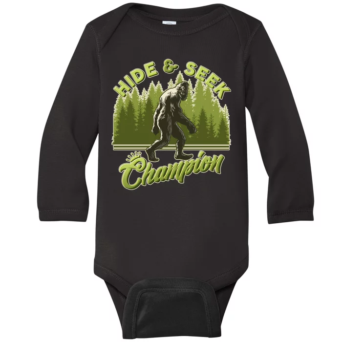 Funny Hide & Seek Champion Big Foot Sasquatch Monster Baby Long Sleeve Bodysuit