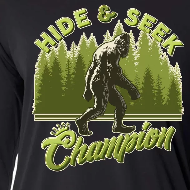 Funny Hide & Seek Champion Big Foot Sasquatch Monster Cooling Performance Long Sleeve Crew