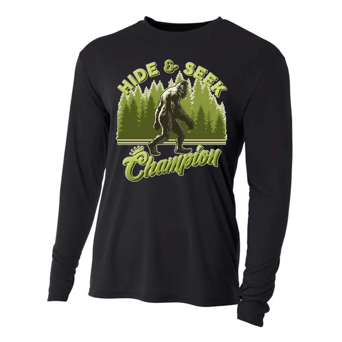 Funny Hide & Seek Champion Big Foot Sasquatch Monster Cooling Performance Long Sleeve Crew