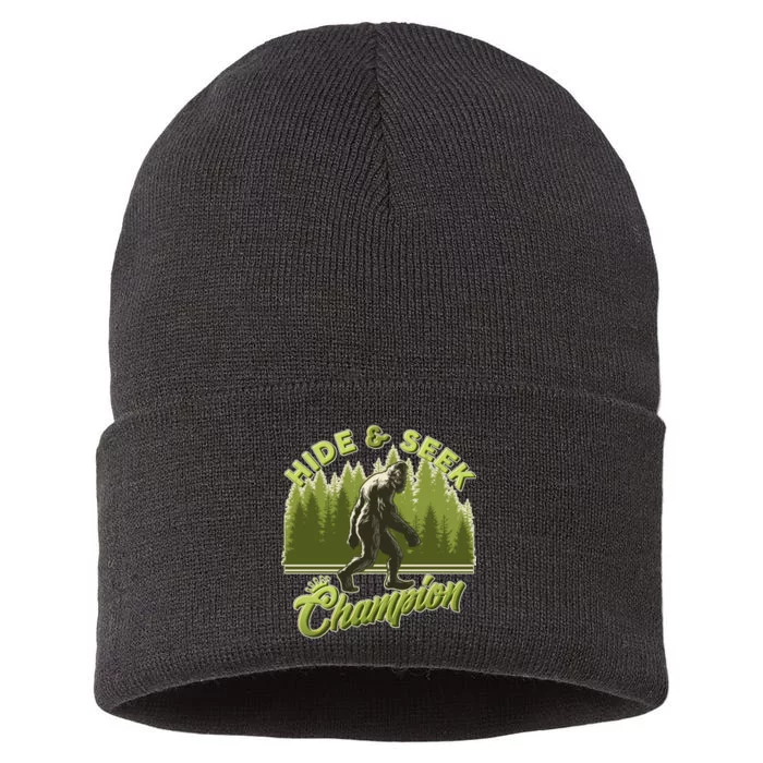 Funny Hide & Seek Champion Big Foot Sasquatch Monster Sustainable Knit Beanie