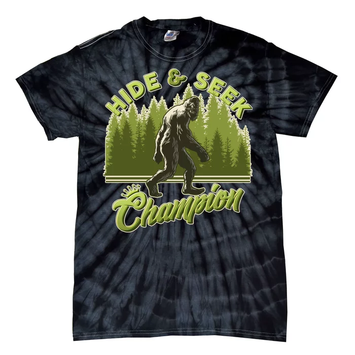 Funny Hide & Seek Champion Big Foot Sasquatch Monster Tie-Dye T-Shirt