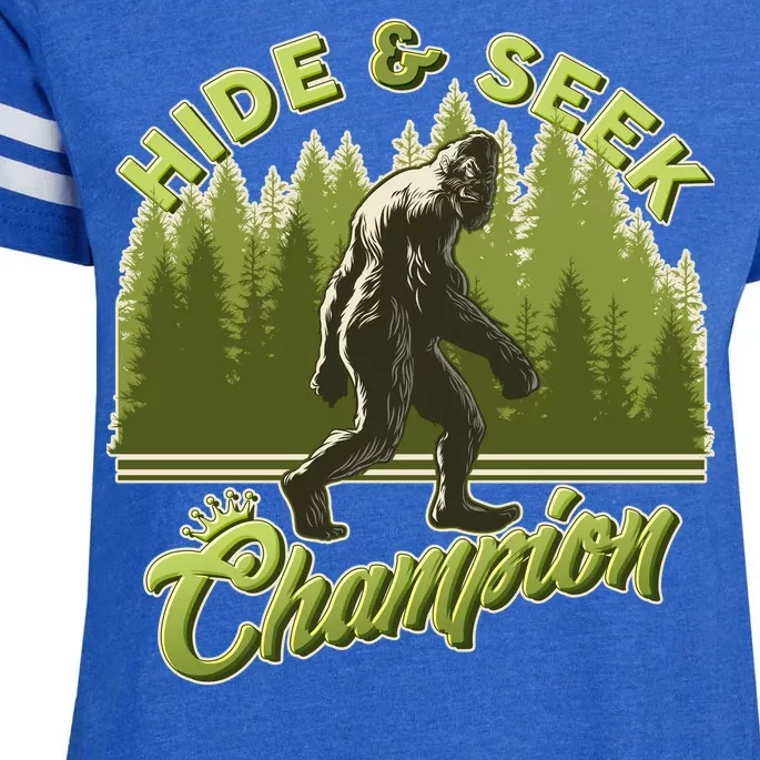 Funny Hide & Seek Champion Big Foot Sasquatch Monster Enza Ladies Jersey Football T-Shirt