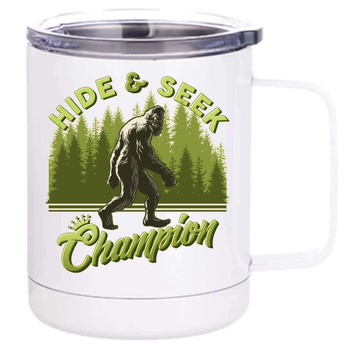 Funny Hide & Seek Champion Big Foot Sasquatch Monster Front & Back 12oz Stainless Steel Tumbler Cup