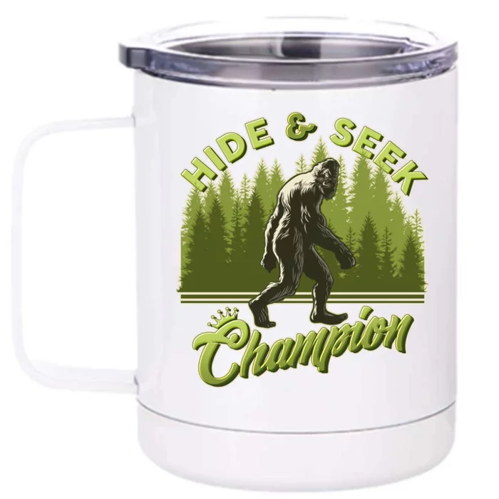 Funny Hide & Seek Champion Big Foot Sasquatch Monster Front & Back 12oz Stainless Steel Tumbler Cup