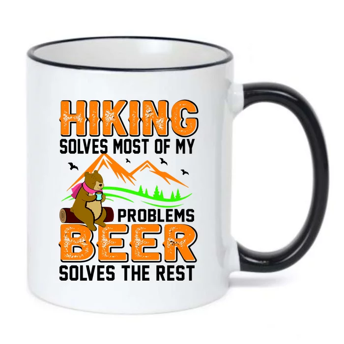 Funny Hiking Beer Solves Problems Black Color Changing Mug