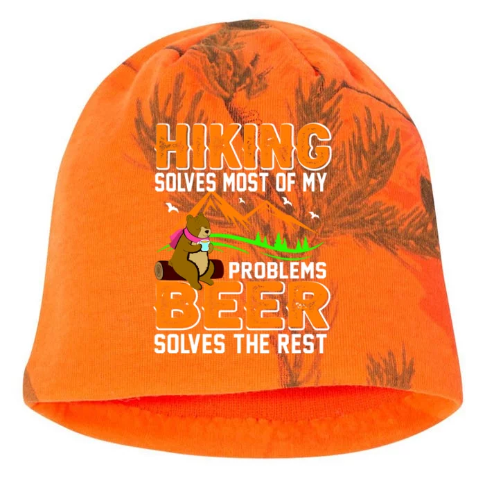 Funny Hiking Beer Solves Problems Kati - Camo Knit Beanie