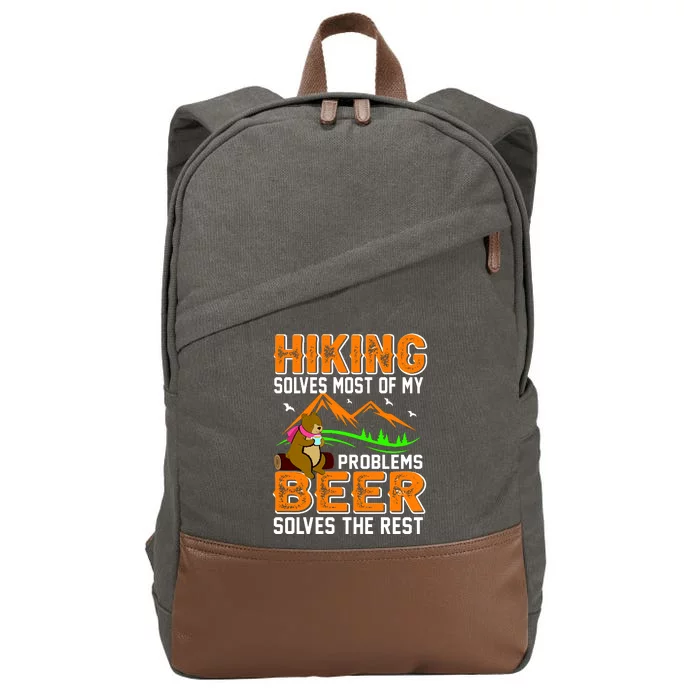 Funny Hiking Beer Solves Problems Cotton Canvas Backpack