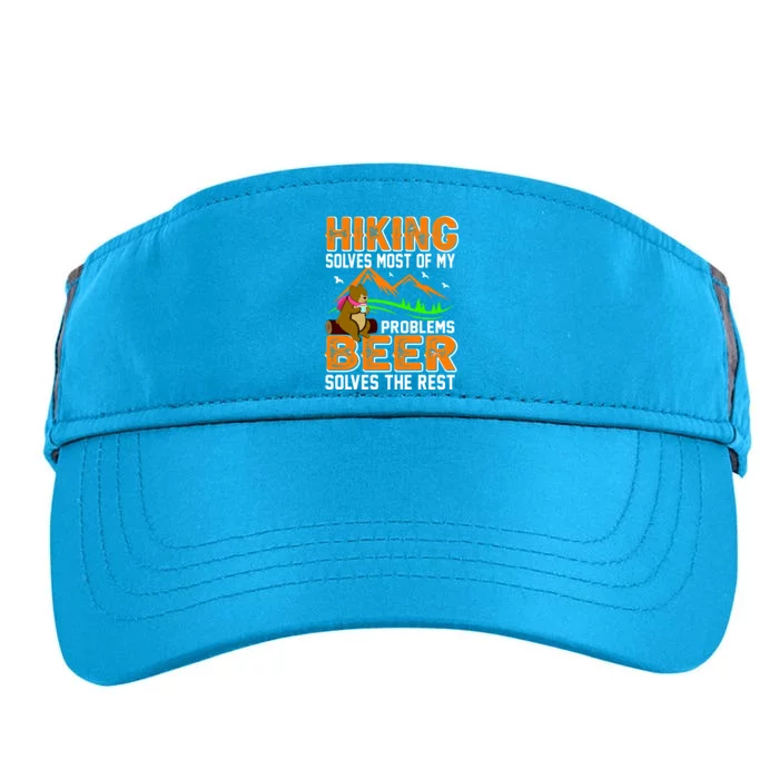 Funny Hiking Beer Solves Problems Adult Drive Performance Visor