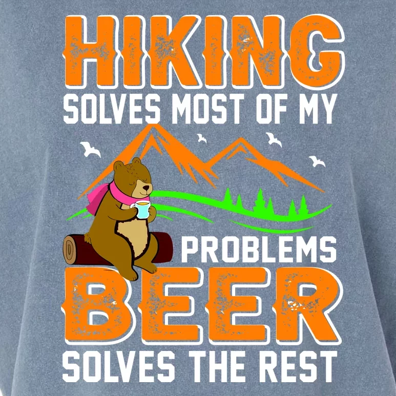 Funny Hiking Beer Solves Problems Garment-Dyed Women's Muscle Tee