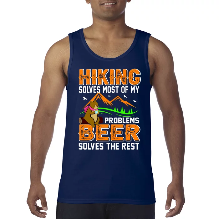 Funny Hiking Beer Solves Problems Tank Top