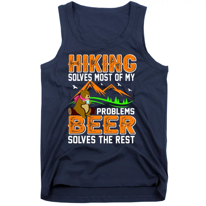 Funny Hiking Beer Solves Problems Tank Top