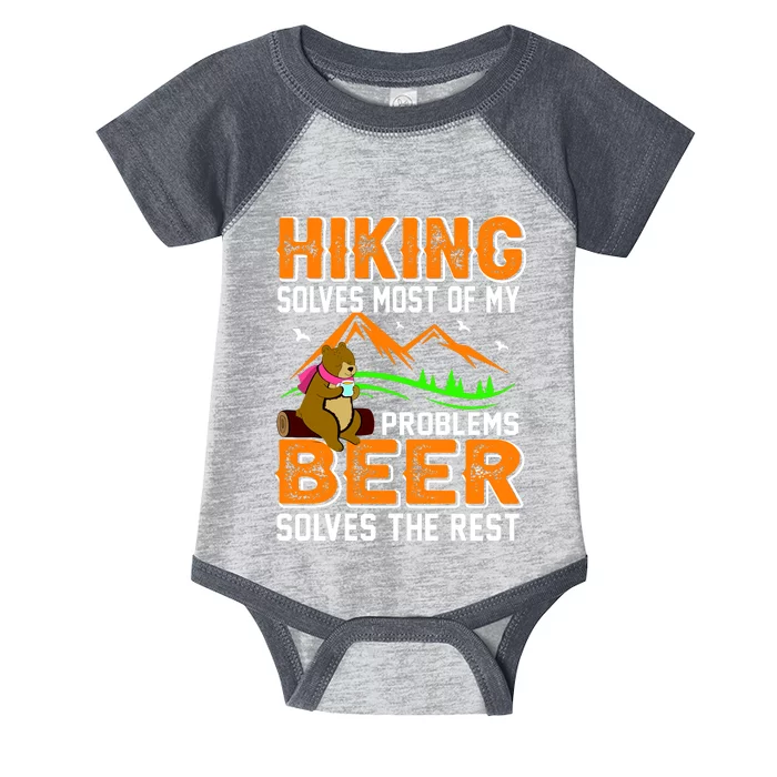 Funny Hiking Beer Solves Problems Infant Baby Jersey Bodysuit