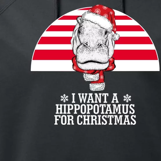 Funny Hippo I Want A Hippopotamus For Christmas Performance Fleece Hoodie