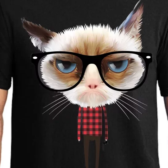 Funny Hipster Cat Pajama Set