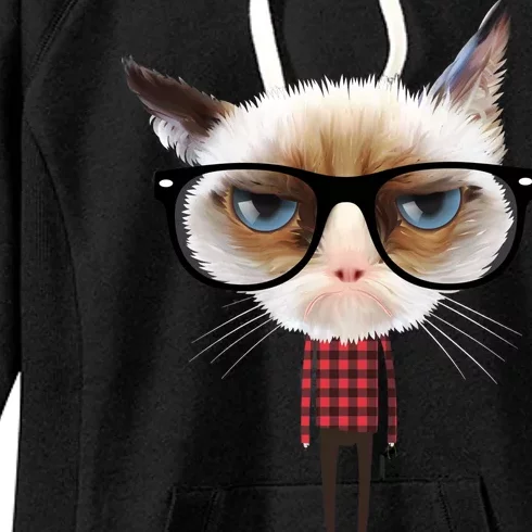 Funny Hipster Cat Women's Fleece Hoodie