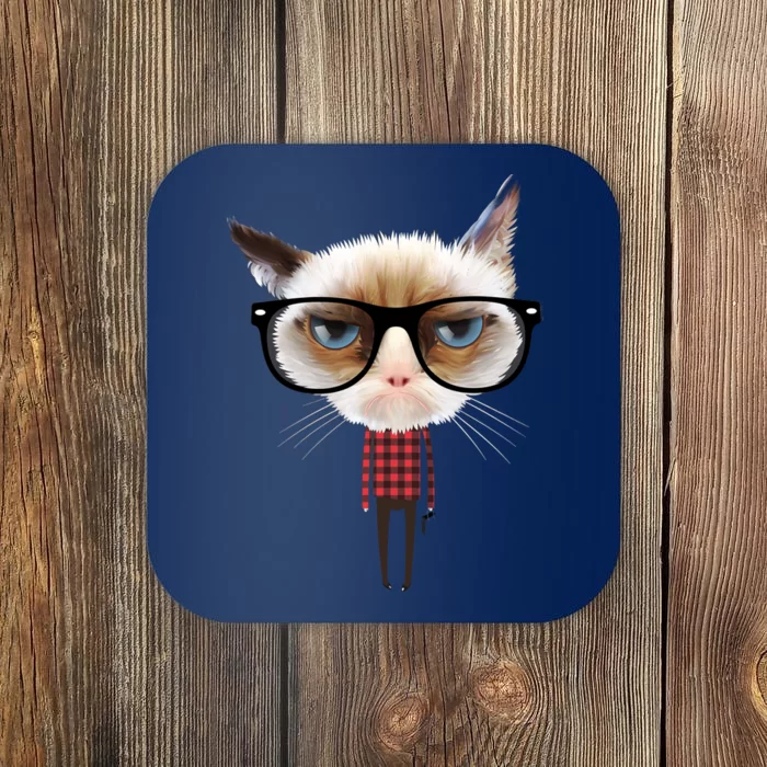 Funny Hipster Cat Coaster