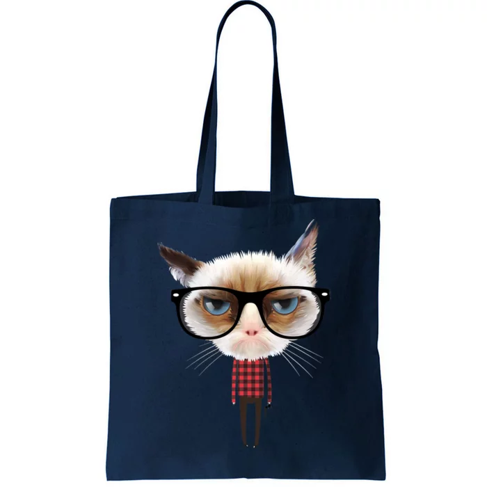 Funny Hipster Cat Tote Bag