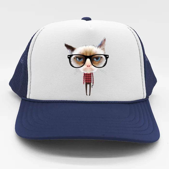 Funny Hipster Cat Trucker Hat