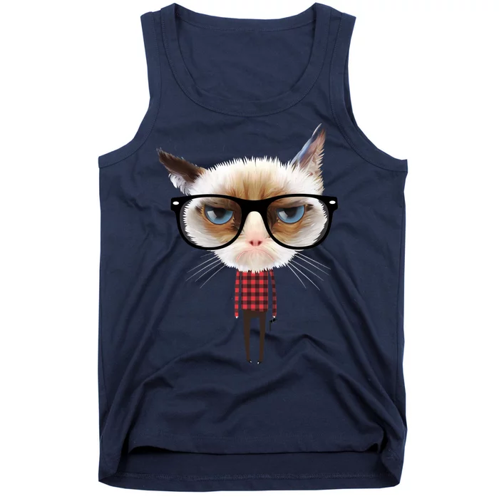 Funny Hipster Cat Tank Top