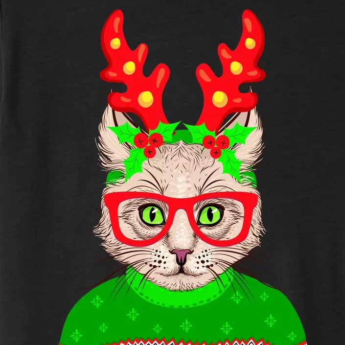 Funny Hipster Christmas Party Cat ChromaSoft Performance T-Shirt