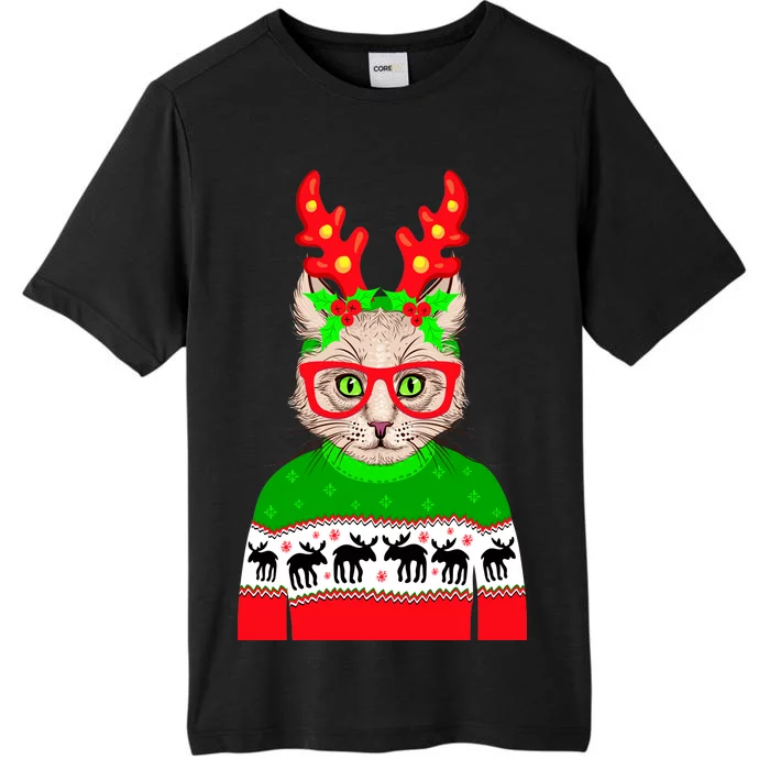 Funny Hipster Christmas Party Cat ChromaSoft Performance T-Shirt