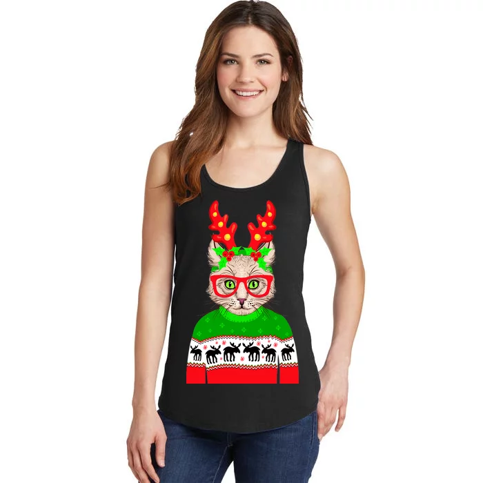 Funny Hipster Christmas Party Cat Ladies Essential Tank