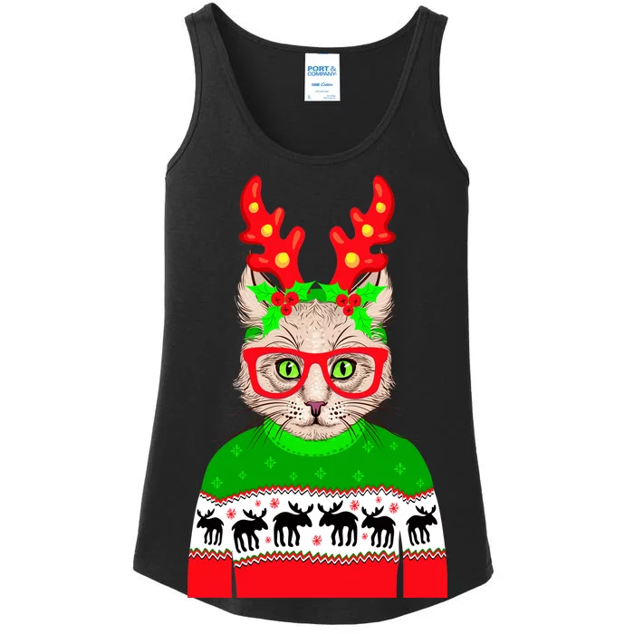 Funny Hipster Christmas Party Cat Ladies Essential Tank