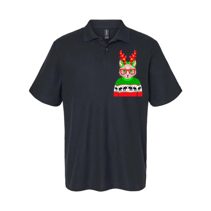 Funny Hipster Christmas Party Cat Softstyle Adult Sport Polo