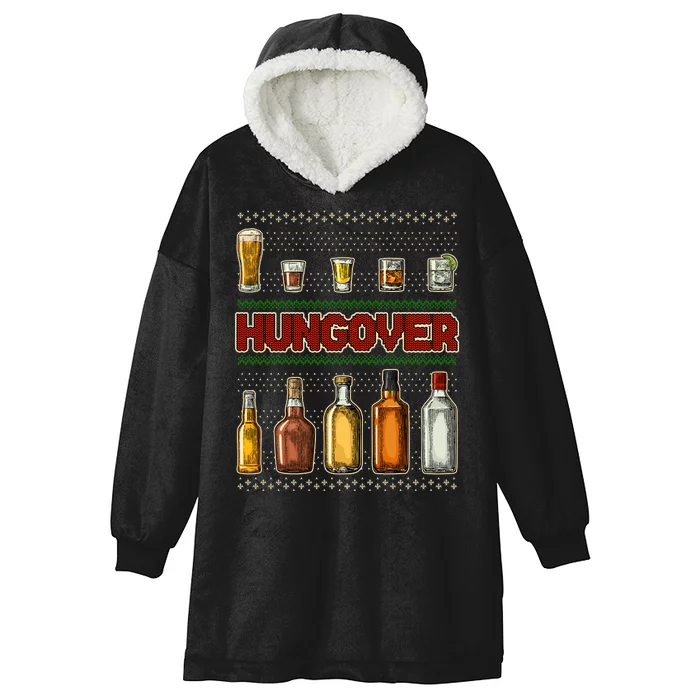 Funny Hungover Drunk Ugly Christmas Sweater Hooded Wearable Blanket