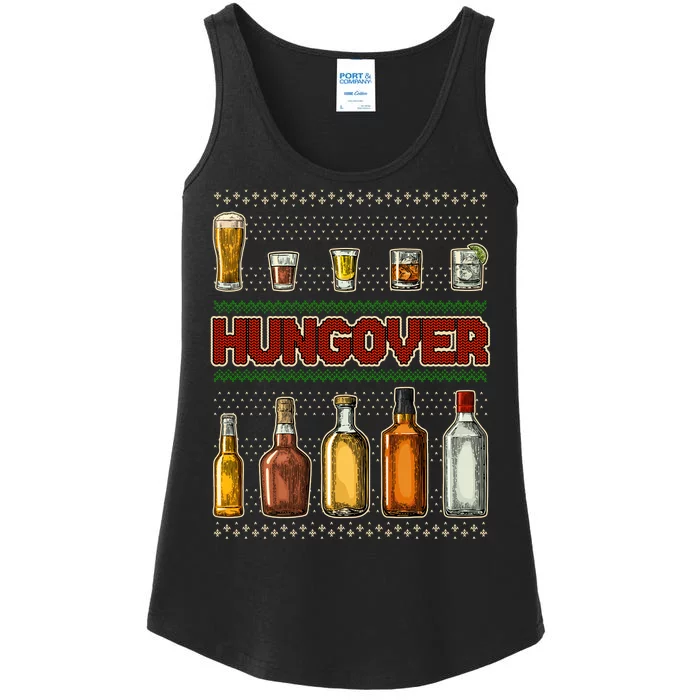 Funny Hungover Drunk Ugly Christmas Sweater Ladies Essential Tank