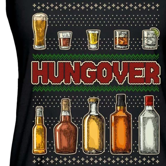 Funny Hungover Drunk Ugly Christmas Sweater Ladies Essential Flowy Tank