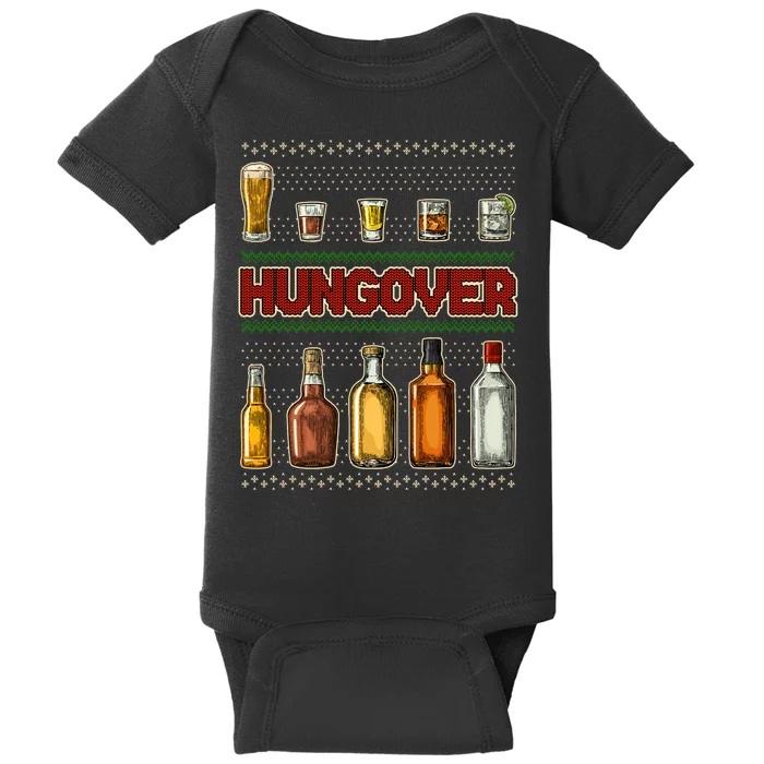 Funny Hungover Drunk Ugly Christmas Sweater Baby Bodysuit