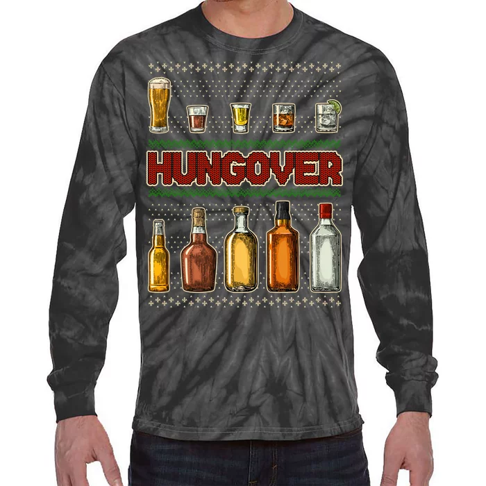 Funny Hungover Drunk Ugly Christmas Sweater Tie-Dye Long Sleeve Shirt