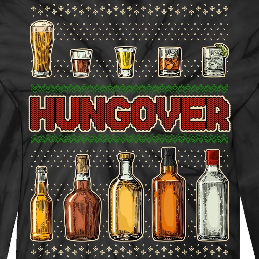 Funny Hungover Drunk Ugly Christmas Sweater Tie-Dye Long Sleeve Shirt