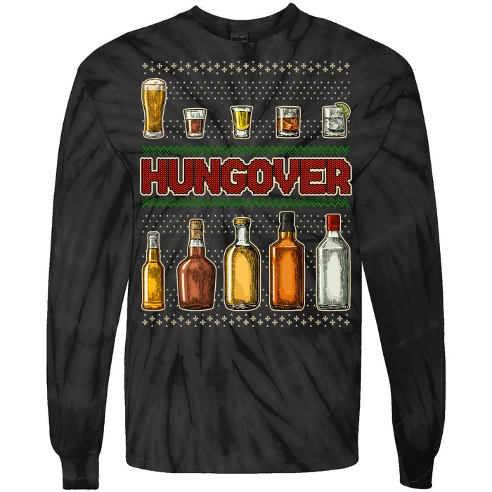 Funny Hungover Drunk Ugly Christmas Sweater Tie-Dye Long Sleeve Shirt