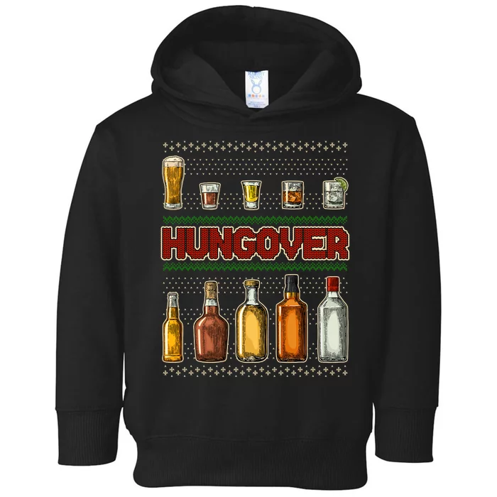 Funny Hungover Drunk Ugly Christmas Sweater Toddler Hoodie