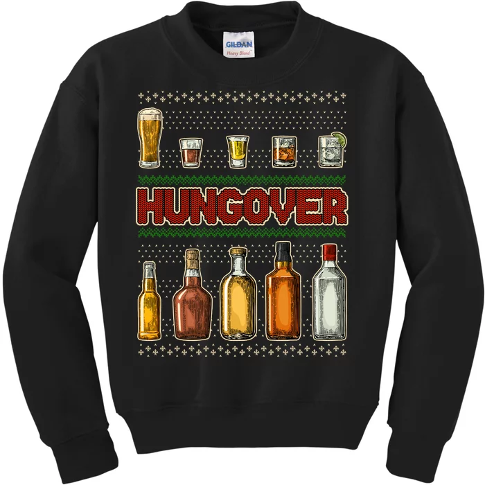 Funny Hungover Drunk Ugly Christmas Sweater Kids Sweatshirt