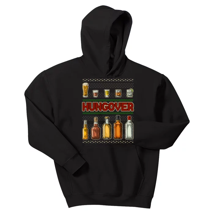 Funny Hungover Drunk Ugly Christmas Sweater Kids Hoodie