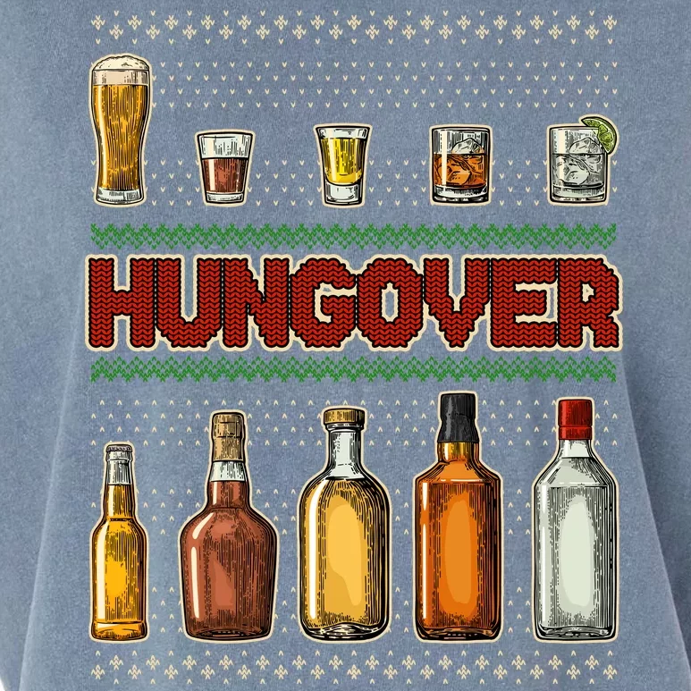 Funny Hungover Drunk Ugly Christmas Sweater Garment-Dyed Women's Muscle Tee