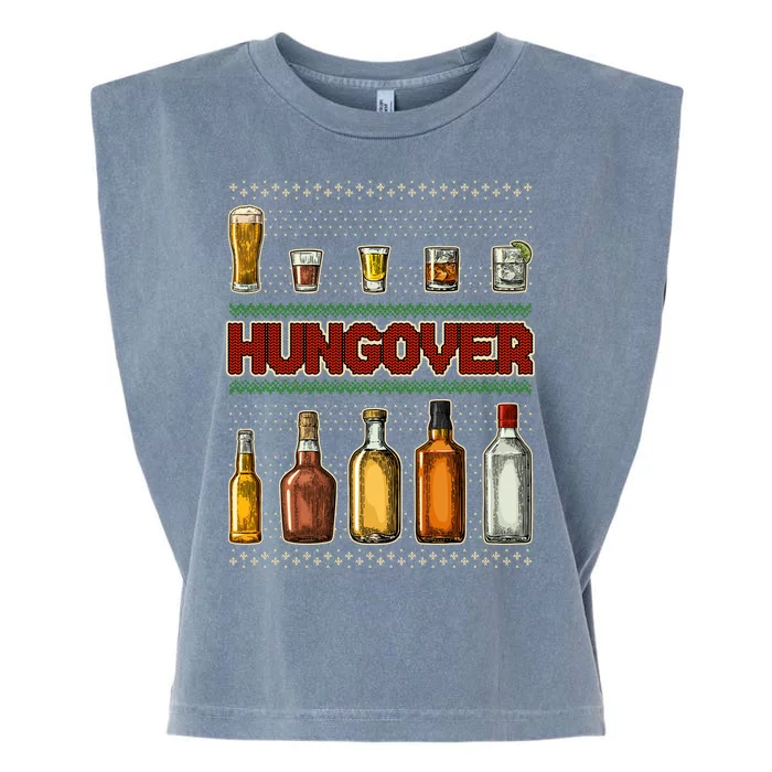 Funny Hungover Drunk Ugly Christmas Sweater Garment-Dyed Women's Muscle Tee