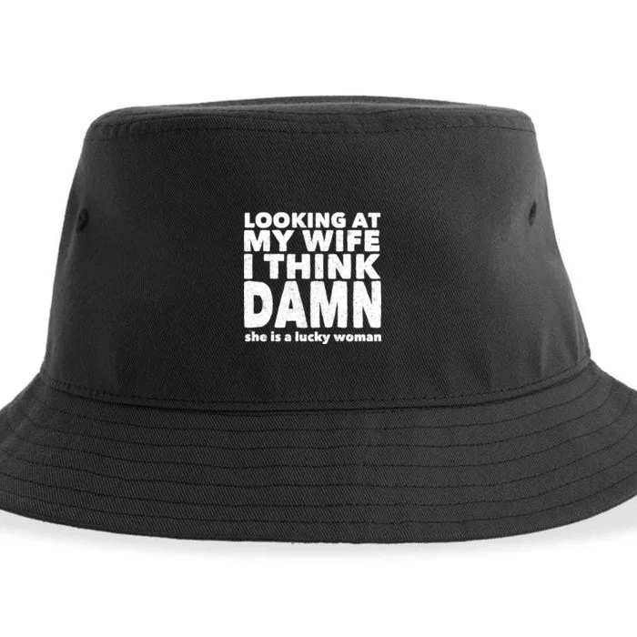 Funny Husband Lucky Wife Sustainable Bucket Hat