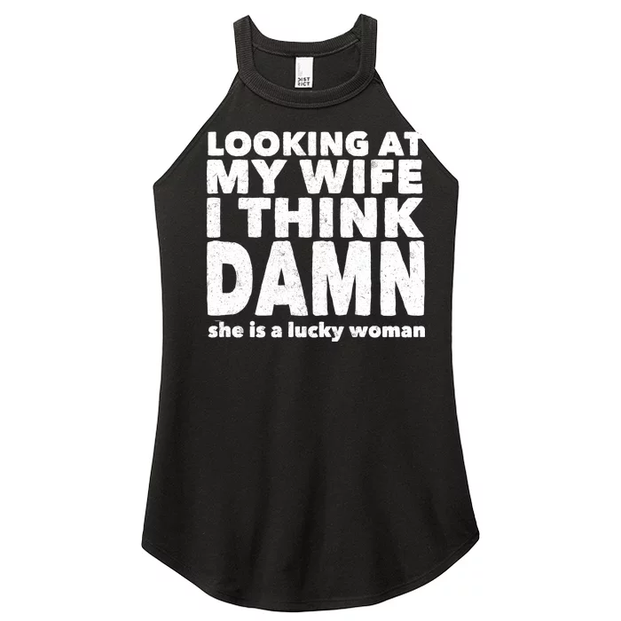 Funny Husband Lucky Wife Women’s Perfect Tri Rocker Tank